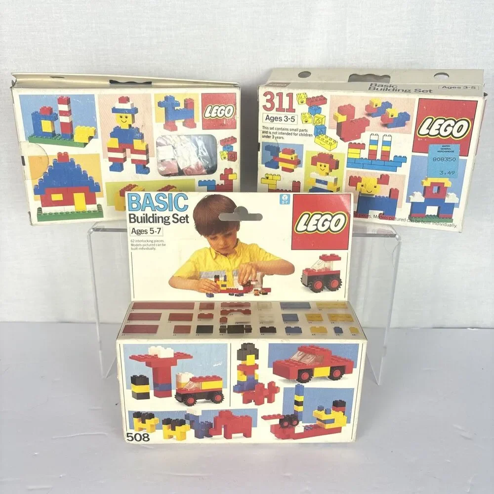 3x Lego Legos Basic Building Sets 508 311 Vintage 1984 1985 130 pc total NEW VTG